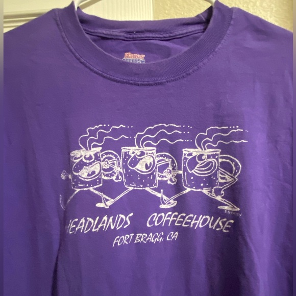 Vintage Headlands Coffeehouse Fort Bragg CA Purple Men’s XL T-Shirt RARE - Picture 2 of 4